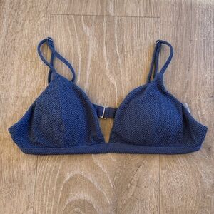 Abercrombie & Fitch Triangle Bubble Knit Blue Bikini Top